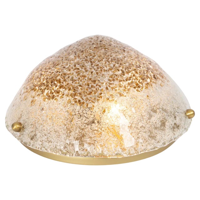 Large Brass & Murano Glass Flush Mount attributed to Hillebrand, Germany, 1970s For Sale