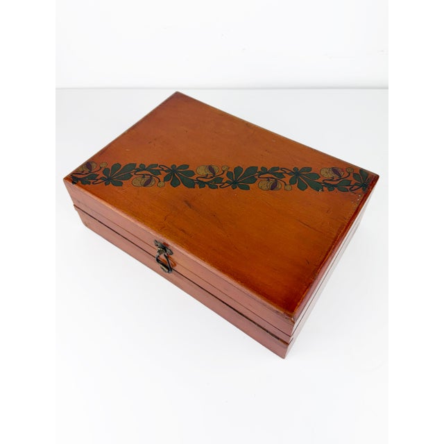 Antique French artist’s box dating to the early 20th century, circa 1900–1915, with Art Nouveau / Liberty decoration to...