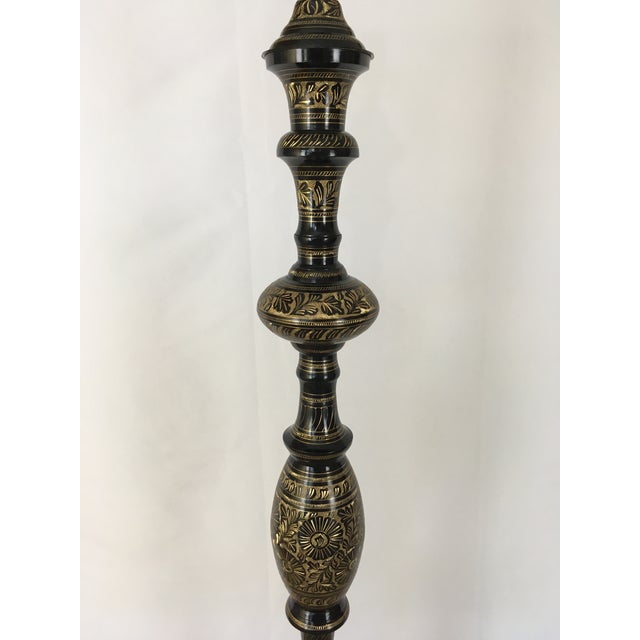 20th Century Anglo Indian Etched Brass Floor Lamp Chairish