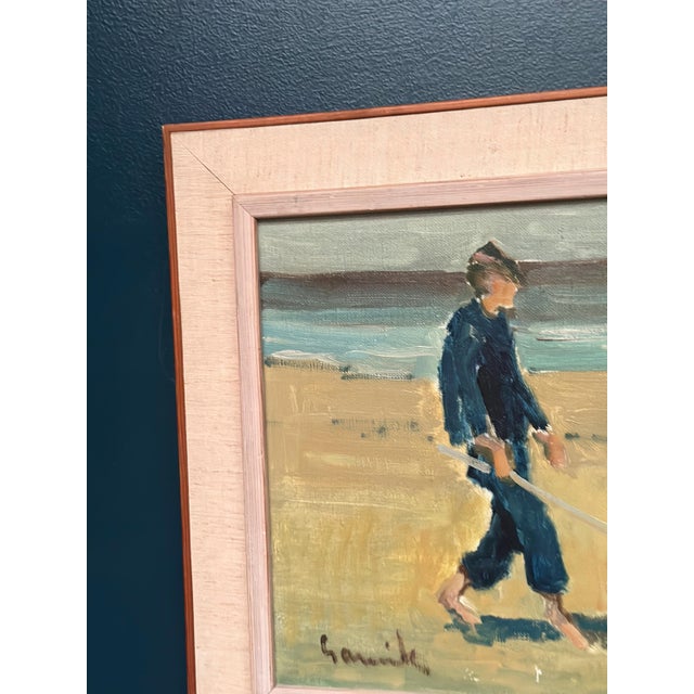 Tage Gavik, Children on Donkeys at the Beach, 1960s, Oil Painting on Canvas, Framed For Sale - Image 9 of 18
