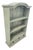 Vintage Rustic French Country Pale Green 3 Drawer Arched Distressed Wall Cabinet Shelving Unit For Sale