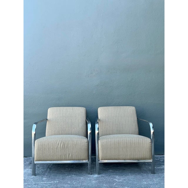 Vintage Boho Chrome Frame Lounge Chairs - A Pair For Sale - Image 10 of 12