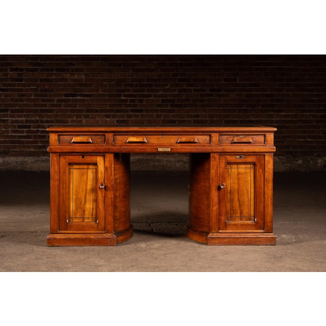 American Antique Quarter-Sawn Oak Rotary Desk by Wooton For Sale - Image 3 of 15