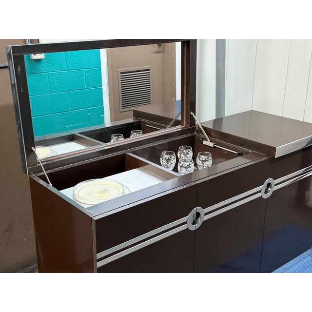 Pierre Cardin Lift-Top Bar Credenza with Chrome Accents by Pierre Cardin, Circa 1970s For Sale - Image 4 of 6