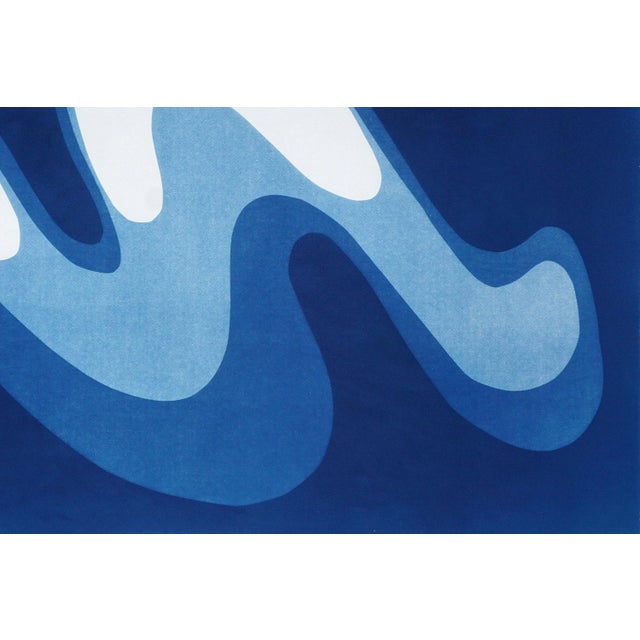 Blue 2025, Wave Iii, Unique Monotype Cyanotype, Organic Modern Gestures, Horizontal Diptych on Watercolor Paper For Sale - Image 8 of 8
