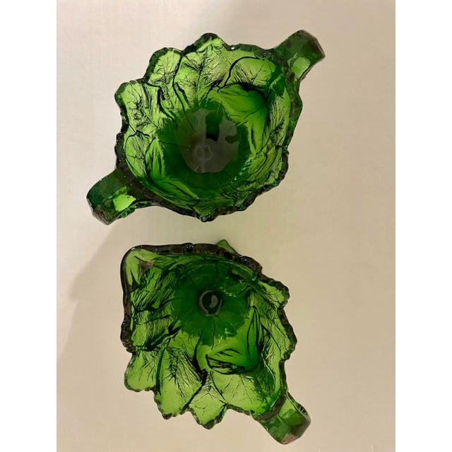 Green Vintage Summit Art Glass Creamer and Sugar Set in Everglade Pattern- 2 Pieces For Sale - Image 8 of 8