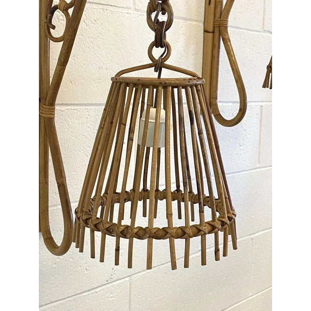 Wall Lamps in Wicker and Bamboo, 1970s, Set of 2 For Sale - Image 11 of 12