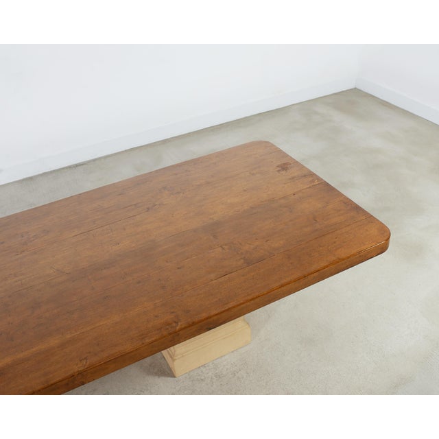 Michael Taylor Neoclassical Stone Pedestal Walnut Dining Table 10 Ft For Sale - Image 10 of 18