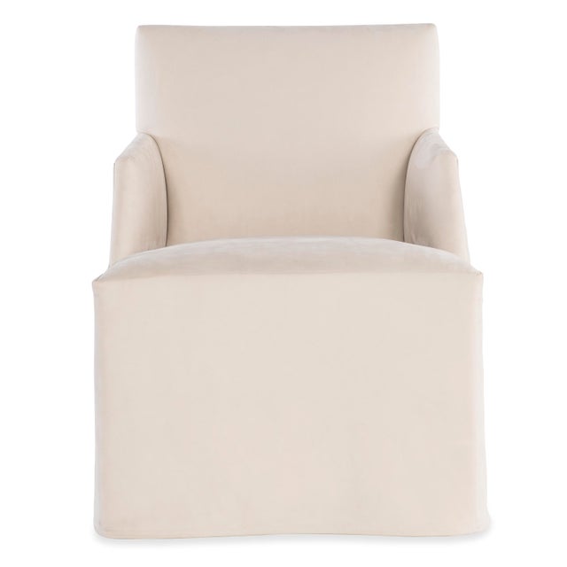 Century Furniture Tara Shaw for Century Furniture Stefano Skirted Chair - Taupe Suede For Sale - Image 4 of 6