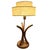 1950s Restored Hourglass Palm Shaped Rattan & Mahogany Lamp W/ Whipple Stitch Shade For Sale - Image 4 of 10