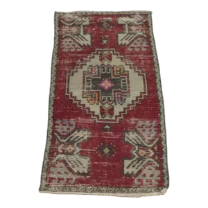 1970s Turkish Vintage Medallion Design Red Oushak Rug