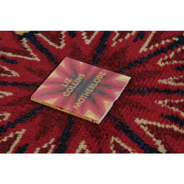 Vintage Swedish Rya Circle Rug in Red and Blue Geometric Pattern - Rug & Kilim For Sale - Image 9 of 9