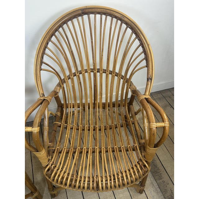 Vintage Rattan and Bamboo Armchairs, 1960s, Set of 2 For Sale - Image 8 of 14