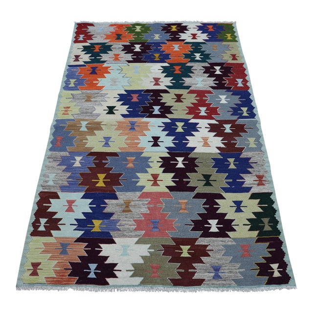 1970s Southwestern Style Handmade Multicolor Oushak Kilim Rug For Sale