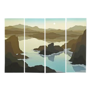 1980s Robert Wilson "Rocky Shores"Signed #Ed Fine Art 4 Piece Set Serigraph Landscape