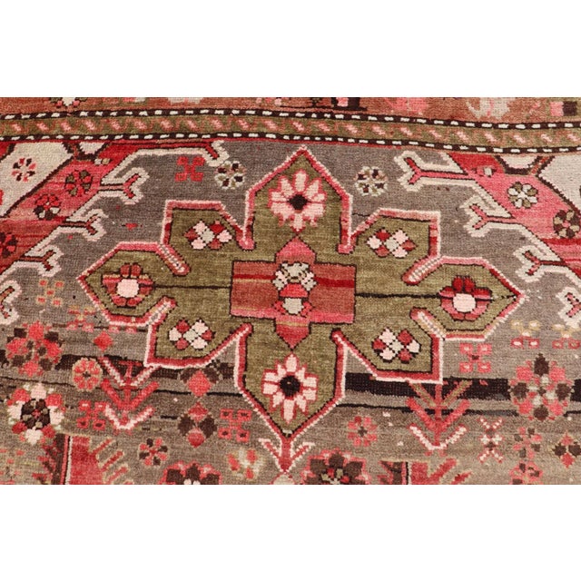 Early 20th Century Antique Caucasian Karabagh Gallery Runner With Large Medallions of Pink and Red For Sale In Atlanta - Image 6 of 12