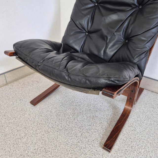 Mid-Century Black Leather Siesta Chair by Ingmar Relling for Westnofa, 1960s For Sale - Image 9 of 10