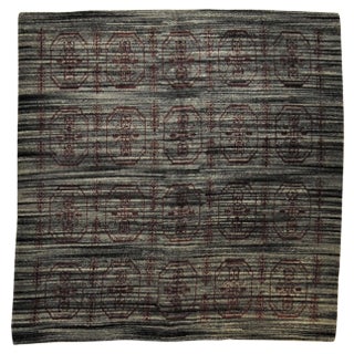 20th Century Italian Grey & Red Square Rug from Sardinia, 1960s For Sale