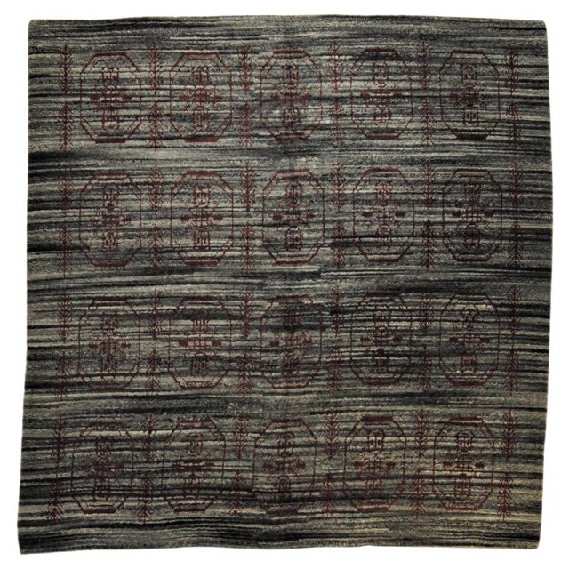 20th Century Italian Grey & Red Square Rug from Sardinia, 1960s For Sale