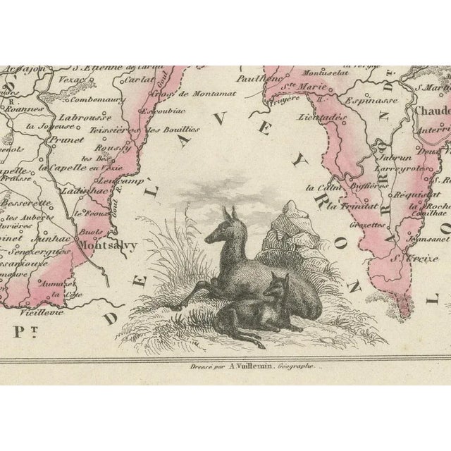 Map of Cantal France with Aurillac, 1800s For Sale - Image 5 of 10