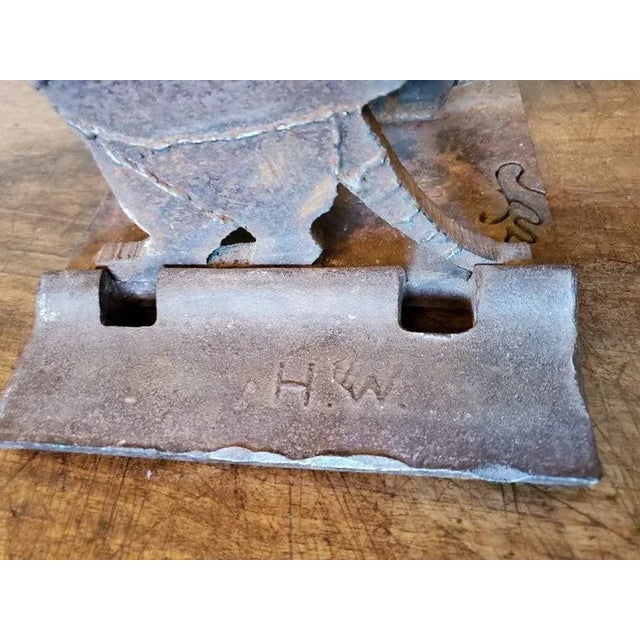 Vintage Western Ranch Style Armadillo, Cactus & Railroad Tie Iron Fireplace Tool Holder For Sale - Image 9 of 11