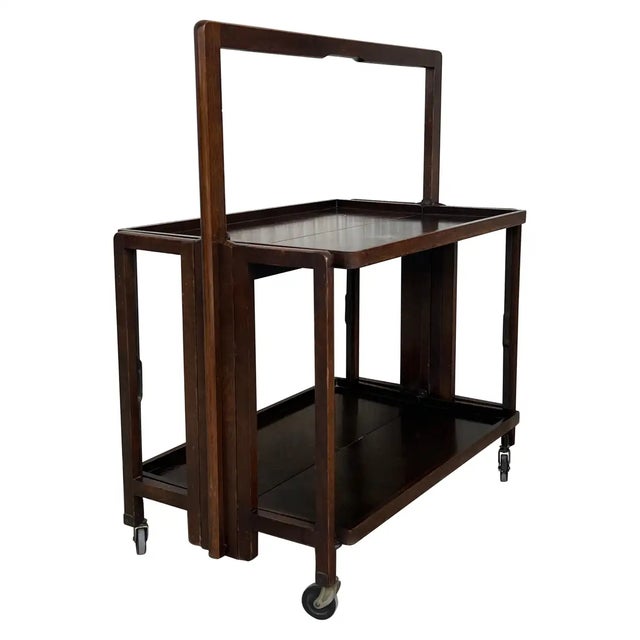 Mid-Century Modern Folding Bar Cart With Two Tier For Sale - Image 10 of 10