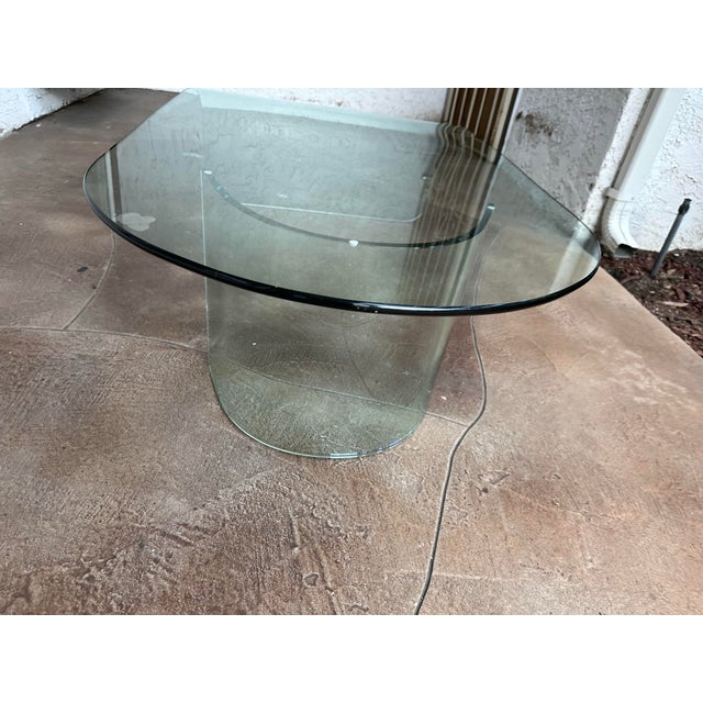 Transparent Mid Century Post Modern Italian Waterfall Glass Coffee Table For Sale - Image 8 of 12
