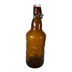 Vintage Fischer Biere d'Alsace Brown Bottle With Swing Top Cap French Beer Bottle With Embossed Image. 2 Available.