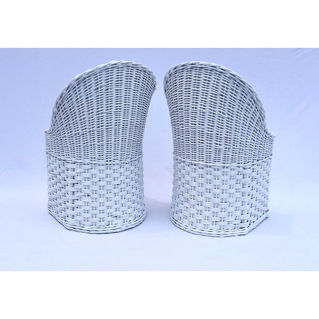 Wood 1980s Vintage Wicker Patio Chairs, White Lacquered Rattan, Italy For Sale - Image 7 of 11