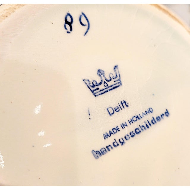 Antique Dutch Hand-Painted Delft Blue Lidded Vase, Holland, 1920s For Sale - Image 3 of 18