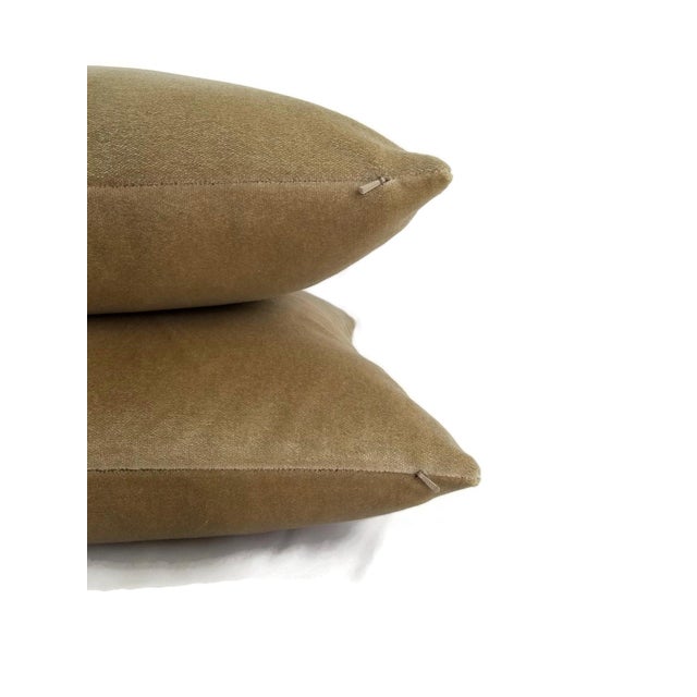 Camel Holly Hunt Aqua Velvet Sand Pillow Cover For Sale - Image 8 of 10