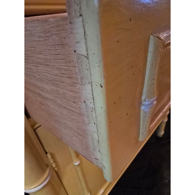 Yellow 1970s Thomasville Allegro Yellow Faux Bamboo Cabinet, Attributed For Sale - Image 8 of 14