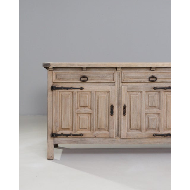 French Provincial Mid 20th Century French Primitive Oak Buffet With Iron Hardware For Sale - Image 3 of 18