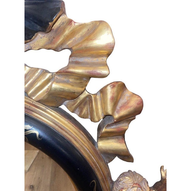 Gold Italian 20th C. Rococo Style Ebonized & Giltwood Mirror W/ Putti & Candle Arms For Sale - Image 8 of 8