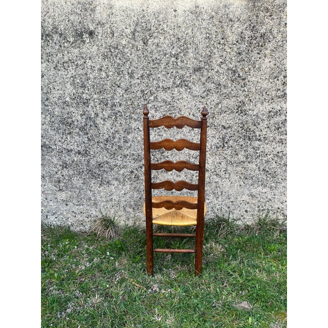 Vintage French Country Ladderback Chairs in Oak and Rush, 1960s, Set of 6 For Sale - Image 12 of 14