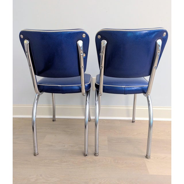 Vintage Sparkle Vinyl and Chrome Dinette Chairs- A Pair by Richardson Seating Corp. For Sale - Image 4 of 10