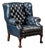 Vintage Tufted Leather Chesterfield Armchair in Blue For Sale