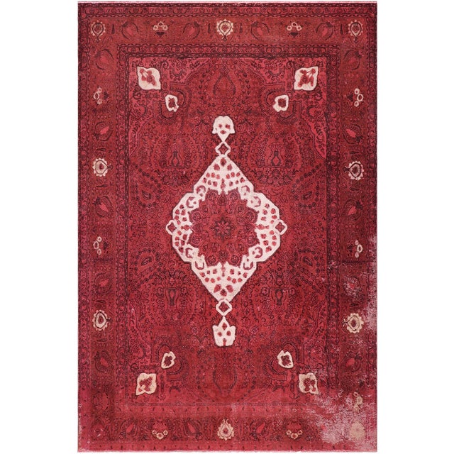 No Pile Persian Vintage Red/Brown Wool Rug - 8'3'' X 11'7'' For Sale - Image 10 of 10