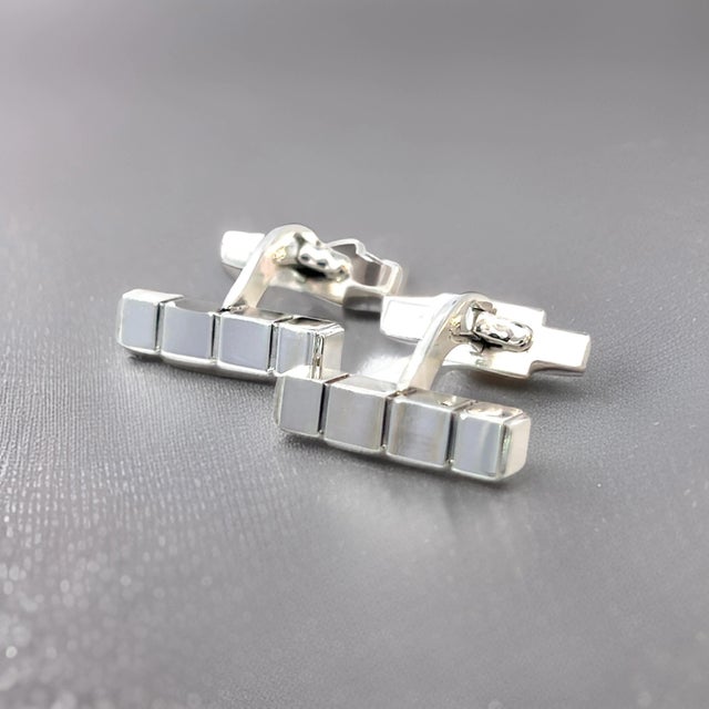 1990s George Jensen Estate Mens Cufflinks Silver, 2 Pieces For Sale - Image 11 of 12