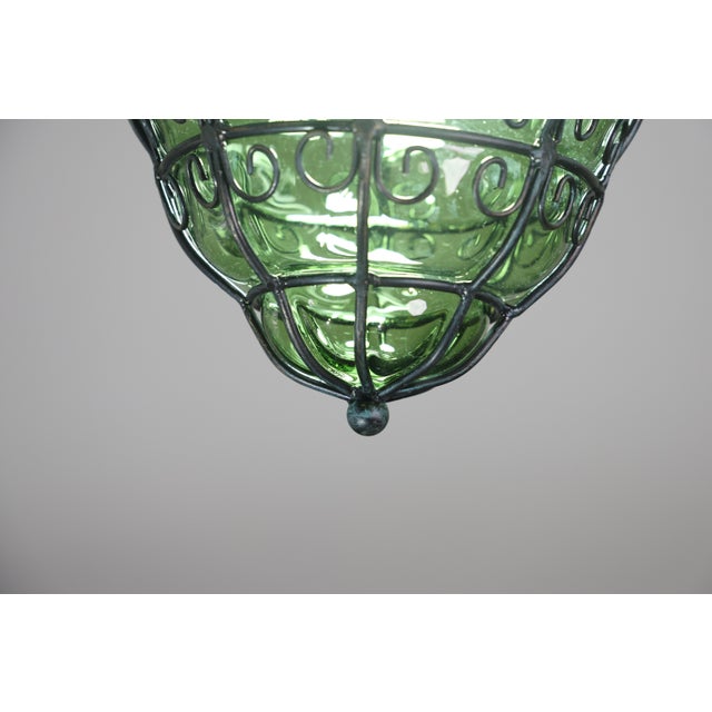 1970s Wonderful Green Colour Venetian Lantern, Attributed to Seguso Murano Glass For Sale - Image 13 of 16