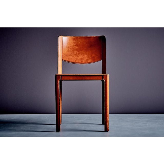 Brown Leather Chair by Tito Agnoli for Matteo Grassi, 1980s For Sale - Image 8 of 13