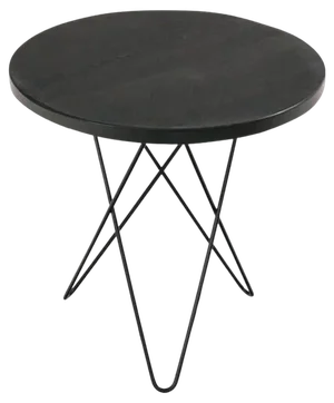 Black Slate and Black Steel Tall Mini O Table by OxDenmarq