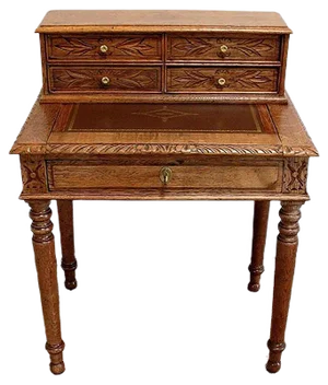Small Tiered Child's Desk in Solid Oak, Late 19th Century