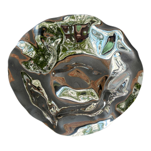 Vintage Alessi Crumpled Stainless Fruit Bread Bowl