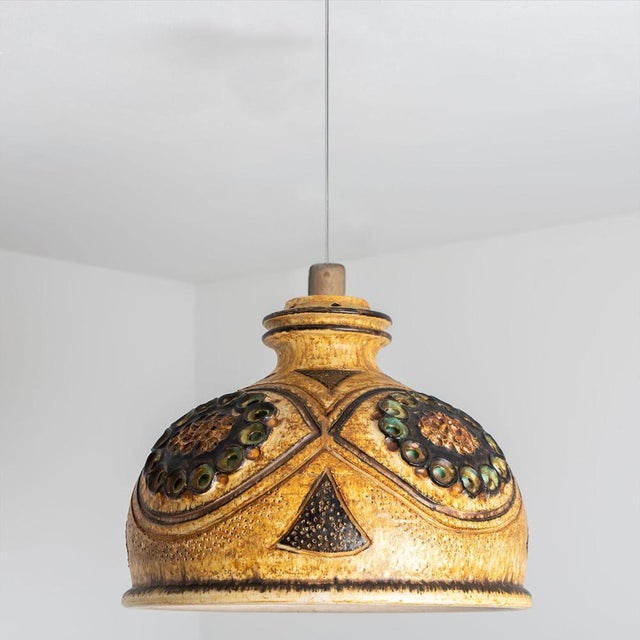 Danish Yellow Ceramic Pendant Light, 1970 For Sale - Image 6 of 18