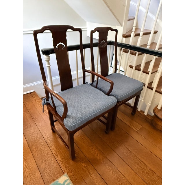 Set of 8 Vintage Rosewood Dining Chairs With Blue Seats For Sale - Image 4 of 18
