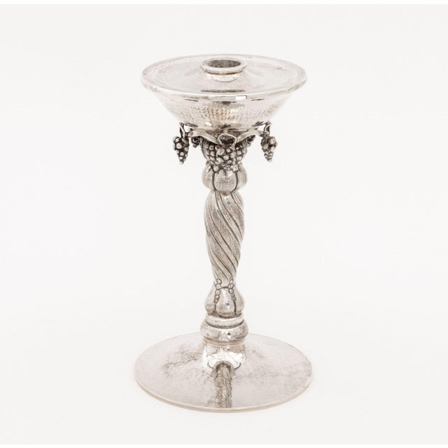 Michael Strauss Hammered Silver Candlesticks, Pair For Sale - Image 4 of 11
