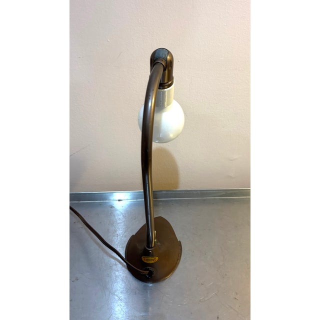 1930s-40s Swivelier copper toned cast iron gooseneck desk lamp. Excellent condition.