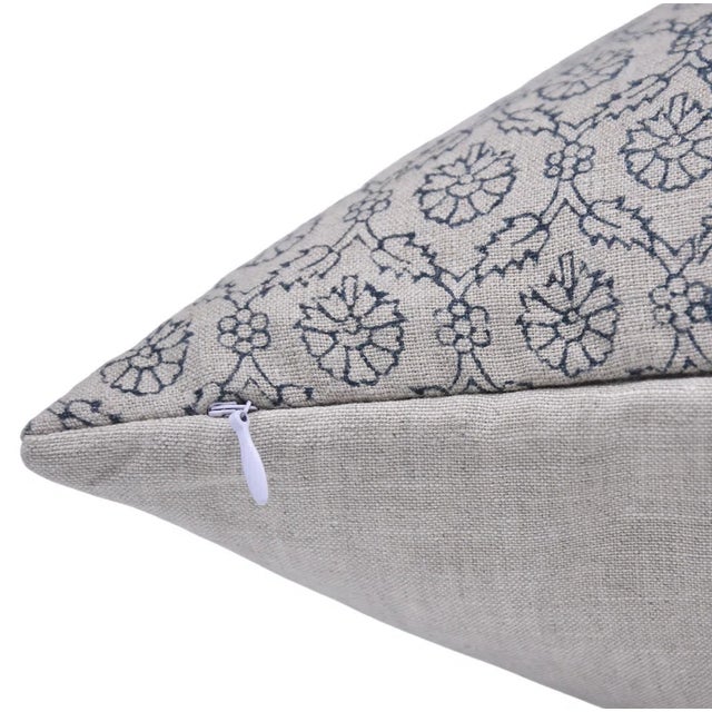 Art Deco Fabdivine Handcrafted Block Print Cushion Cover 26x26 Inch Pure Linen- Shehnaz For Sale - Image 3 of 4