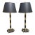 Pair of Italian Mid Century Modern Brass and Black Enameled Brass Table Lamps For Sale